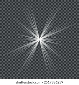 Efecto de luz brillante. Estrella estalló con destellos. Sol.