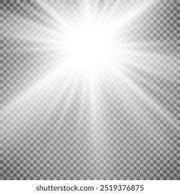 Efecto de luz brillante. Estrella estalló con destellos. Sol.