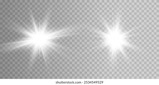 Efecto de luz brillante. Estrella estalló con destellos. Sol.	
