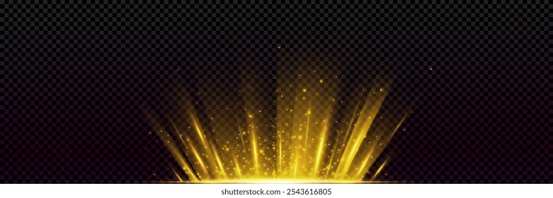 Efeito de luz de brilho. Estrela explode com faíscas. Sol.	