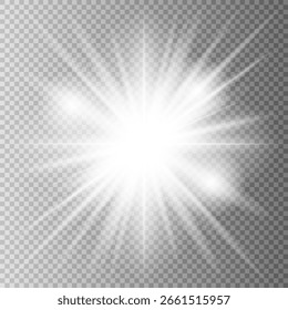 Efecto de luz brillante. Estrella estalló con destellos. Sol.