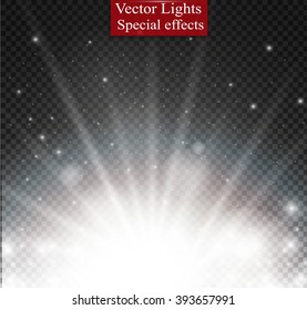 Glow light effect. Star burst with sparkles.
