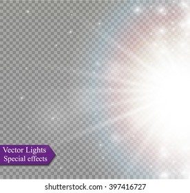Glow light effect. Star burst with sparkles.