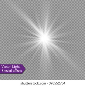 Glow light effect. Star burst with sparkles. Vector illustration