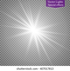 Glow light effect. Star burst with sparkles. Vector illustration