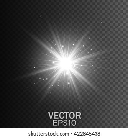 Glow light effect. Star burst with sparkles. Transparent Light Effects