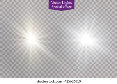 Glow light effect. Star burst with sparkles. Vector illustration