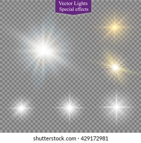 Glow light effect. Star burst with sparkles. Vector illustration