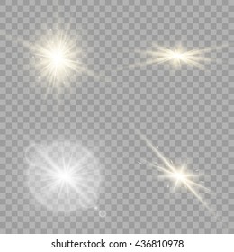 Glow light effect. Star burst . illustration. Set