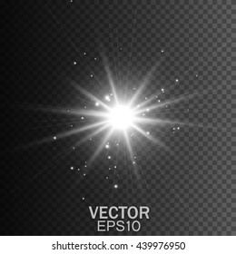 Glow light effect. Star burst with sparkles. Transparent Light Effects