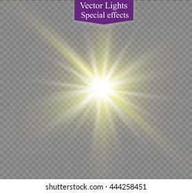 Glow light effect. Star burst with sparkles. Vector illustration