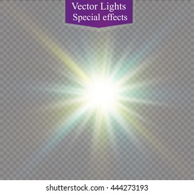 Glow light effect. Star burst with sparkles. 