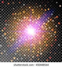 Glow light effect. Star burst with sparkles. Vector illustration