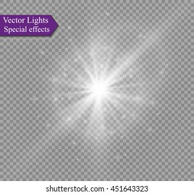 Glow light effect. Star burst with sparkles. Vector illustration