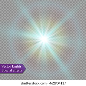 Glow light effect. Star burst with sparkles. Vector illustration