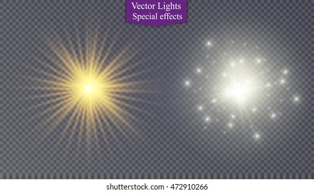 Glow light effect. Star burst with sparkles. Vector illustration