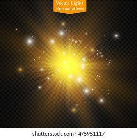 Glow light effect. Star burst with sparkles. Vector illustration