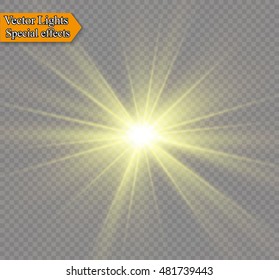 Glow light effect. Star burst with sparkles. Vector illustration
