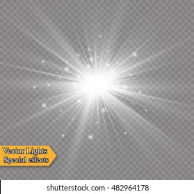 Efecto luminoso. Estrella estalló de chispas. Ilustración del vector