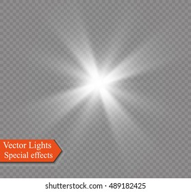 Glow light effect. Star burst with sparkles. Vector illustration