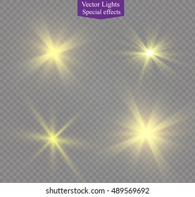 Glow light effect. Star burst with sparkles. Vector illustration
