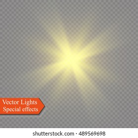 Glow light effect. Star burst with sparkles. Vector illustration