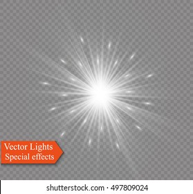 Glow light effect. Star burst with sparkles. Vector illustration