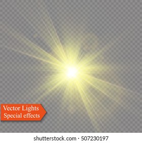 Glow light effect. Star burst with sparkles. Vector illustration