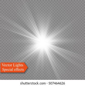 Glow light effect. Star burst with sparkles.