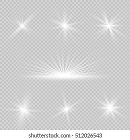 Glow light effect. Star burst . illustration. Set