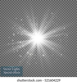 Glow light effect. Star burst with sparkles. Vector illustration
