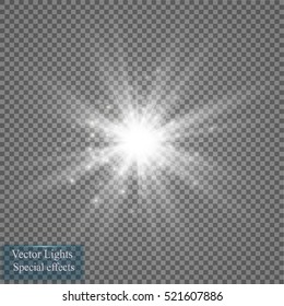 Glow light effect. Star burst with sparkles. Vector illustration