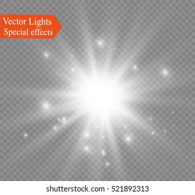 Glow light effect. Star burst with sparkles.Sun.