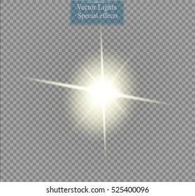 Glow light effect. Star burst with sparkles. Vector illustration. Sun
