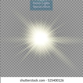 Glow light effect. Star burst with sparkles. Vector illustration. Sun
