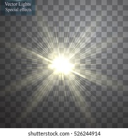 Glow light effect. Star burst with sparkles. Vector illustration. Sun