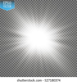 Glow light effect. Star burst with sparkles. Vector illustration. Sun