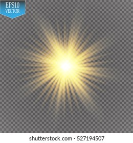 Glow light effect. Star burst with sparkles. Vector illustration. Sun