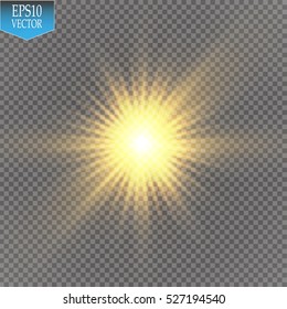 Glow light effect. Star burst with sparkles. Vector illustration. Sun