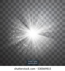Glow light effect. Star burst with sparkles. Vector illustration. Sun