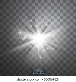 Glow light effect. Star burst with sparkles. Vector illustration. Sun
