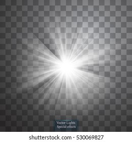 Glow light effect. Star burst with sparkles. Vector illustration. Sun