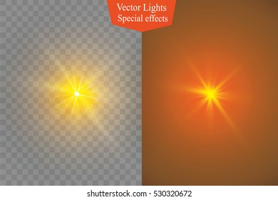 Glow light effect. Star burst with sparkles. Vector illustration