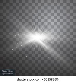 Glow light effect. Star burst with sparkles. Vector illustration. Sun