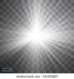 Glow light effect. Star burst with sparkles. Vector illustration. Sun