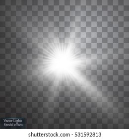 Glow light effect. Star burst with sparkles. Vector illustration. Sun