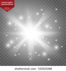 Glow light effect. Star burst with sparkles.Sun.