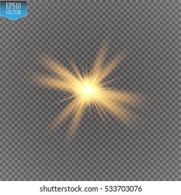 Glow light effect. Star burst with sparkles. Vector illustration. Sun
