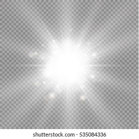 Glow light effect. Star burst with sparkles. sunlight.Glow golden light spark set on transparent background. Blur vector sparkles design collection. Explosive flash, sun, flare and shiny cloud.