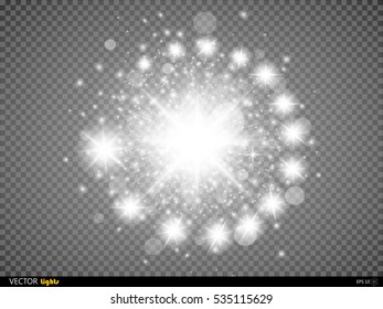 Glow light effect. Star burst with sparkles. Vector illustration